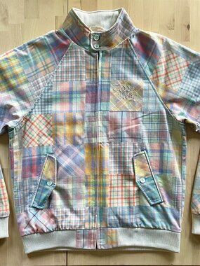 Teddy Fresh Unisex Pastel Plaid Patchwork Zip Jacket Regular Fit size Small